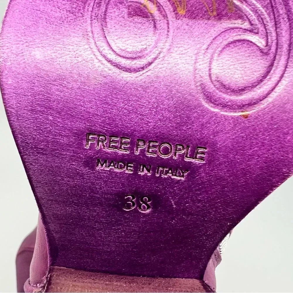 Free People Purple Suede Western Ankle Boots with Metal Toe Cap